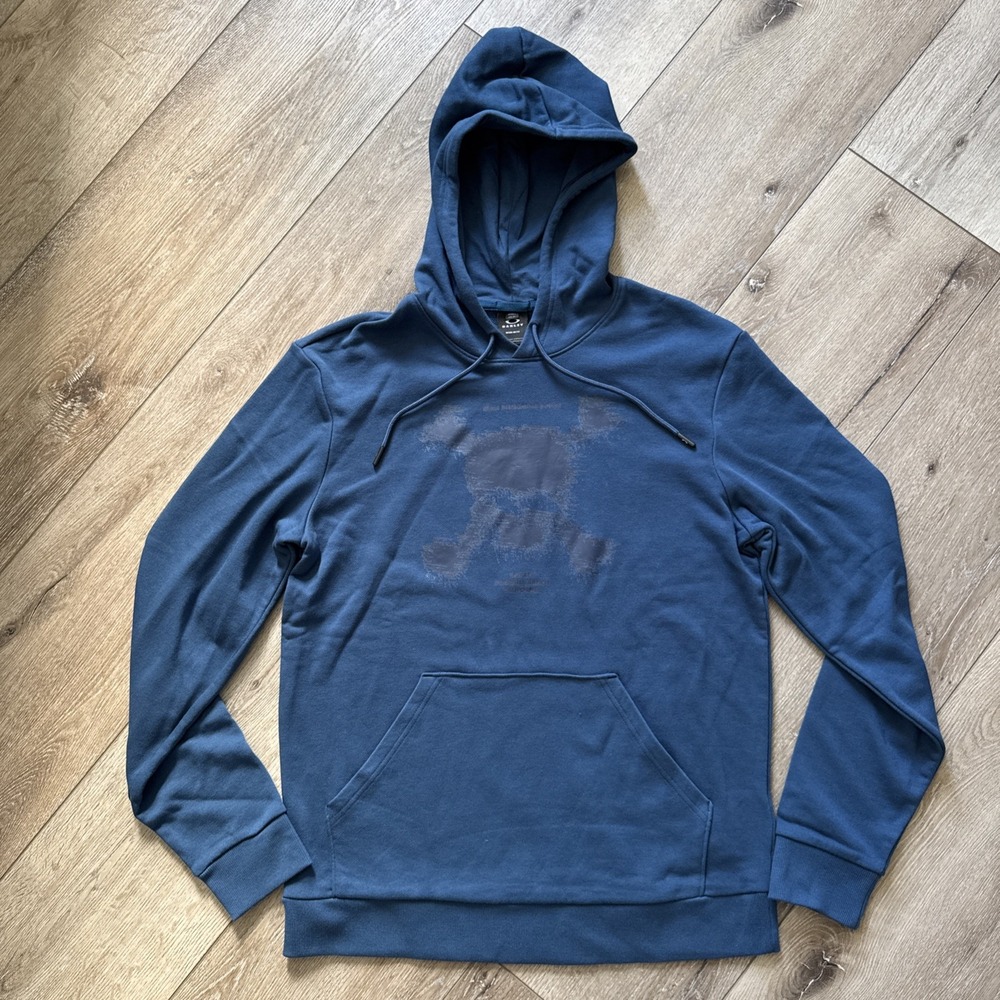 Oakley Hoodie Blue Sweatshirt‎ Sweater Graphic Skull Regular Fit Pullover #364